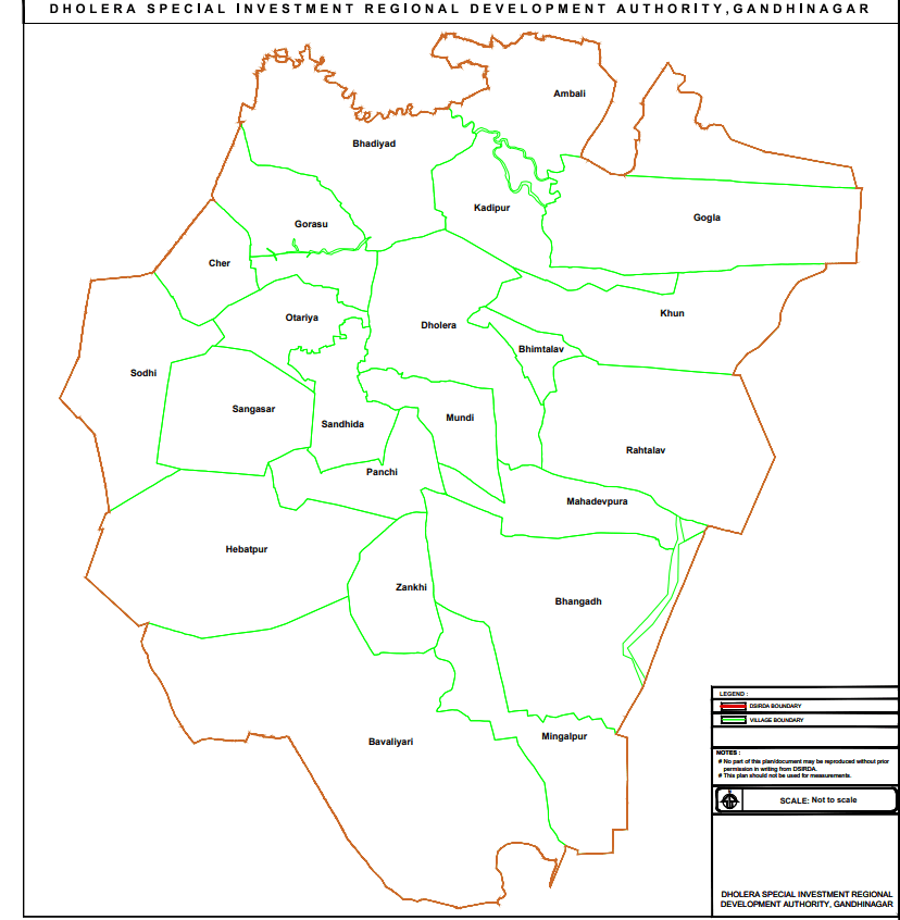 Map of villages within the Dholera Special Investment Region